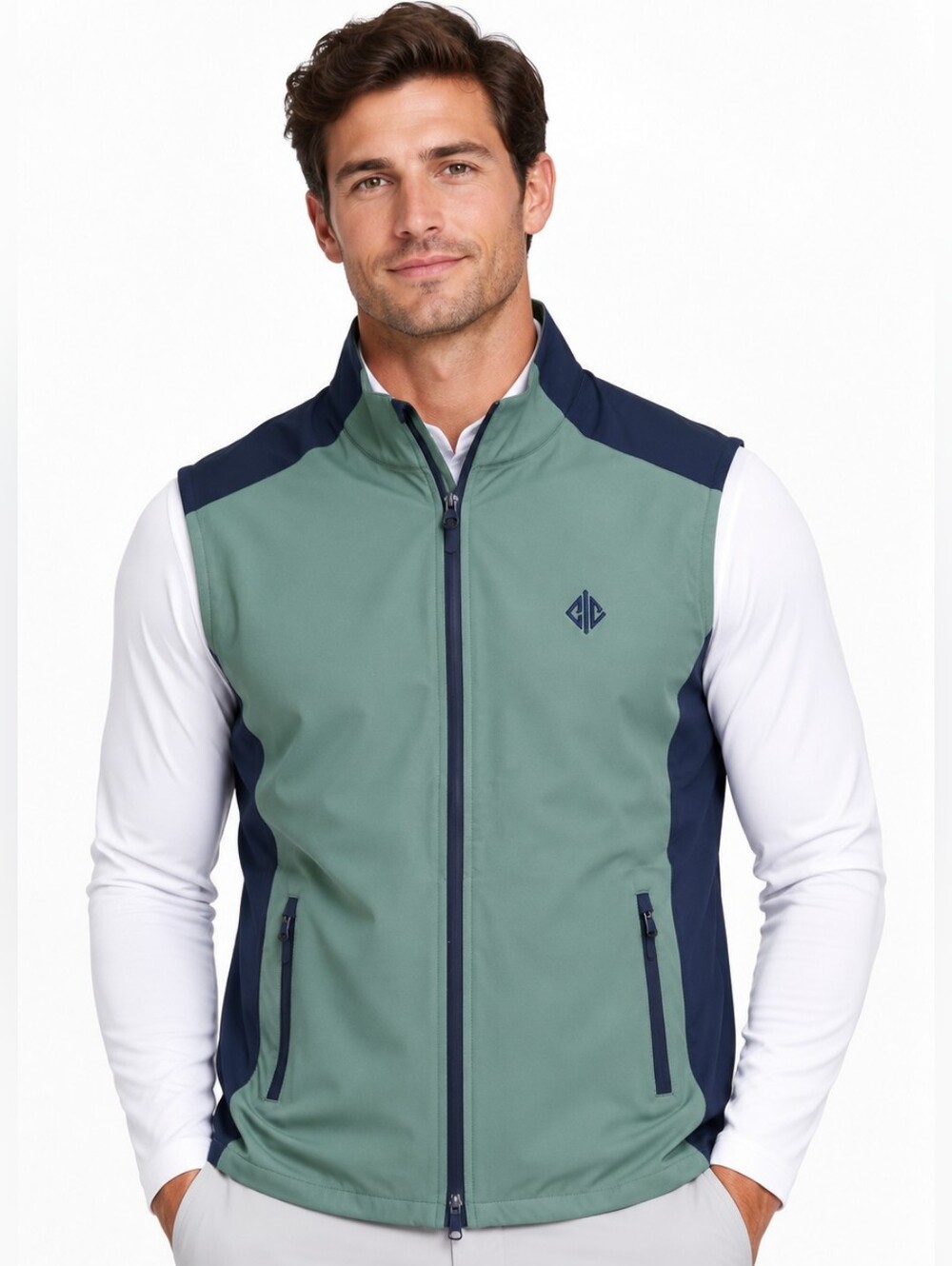 Holderness & Bourne The Hayes performance golf vest Blue Green